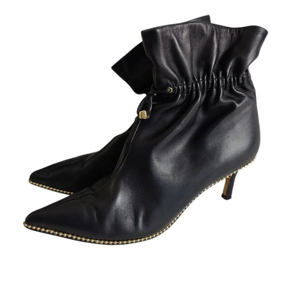 Coach Women's Sz 8 Wynie Bootie Cinched Black Leather Pointy Toe Stiletto Heel - Picture 1 of 10